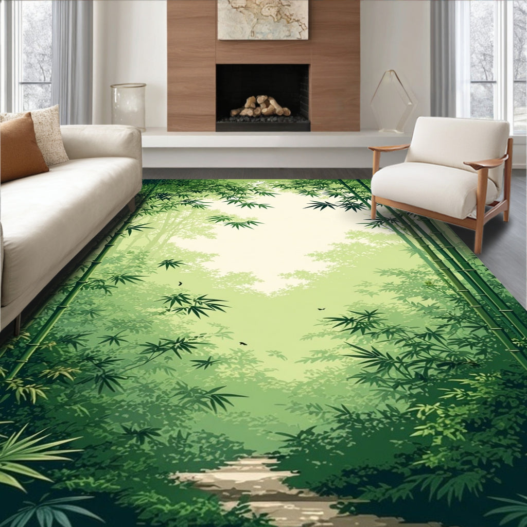 Misty Bamboo Forest Path Rug