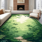 Misty Bamboo Forest Path Rug