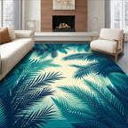 Tropical Palm Frond Art Deco Rug