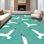 Seagull Pattern With Abstract Water Background Rug