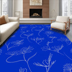 White Line Art Floral Pattern Rug