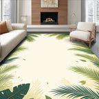 Green Tropical Palm Leaves Pattern Rug