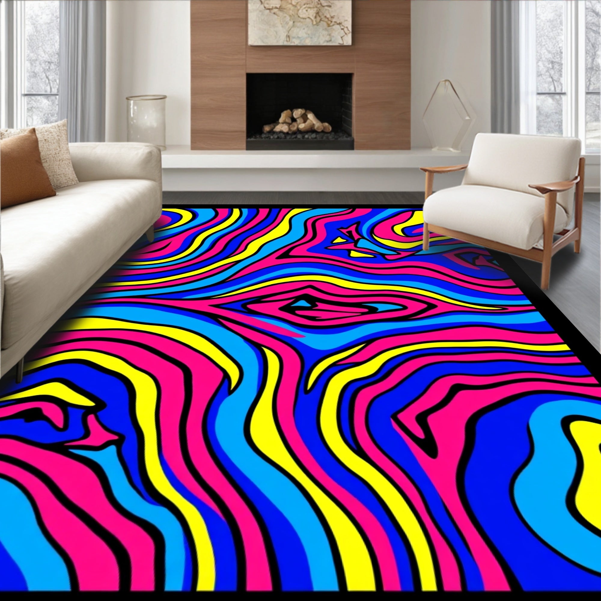 Vibrant Swirl Neon Pattern Rug