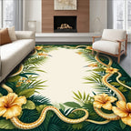 Tropical Jungle Snake Flower Vignette Rug