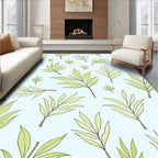 Light Green Leafy Branch Pattern Rug