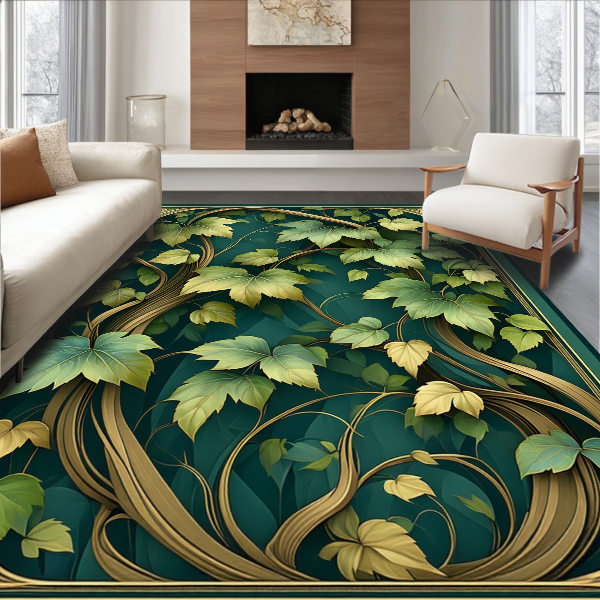 Elegant Botanical Vine Pattern Rug
