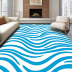 Vibrant Blue And White Wavy Lines Rug