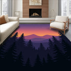 Mountain Forest Sunset Stars Rug