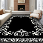 Ornate Floral Scroll Border Design Rug