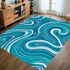 Abstract Swirls Aqua Design Rug
