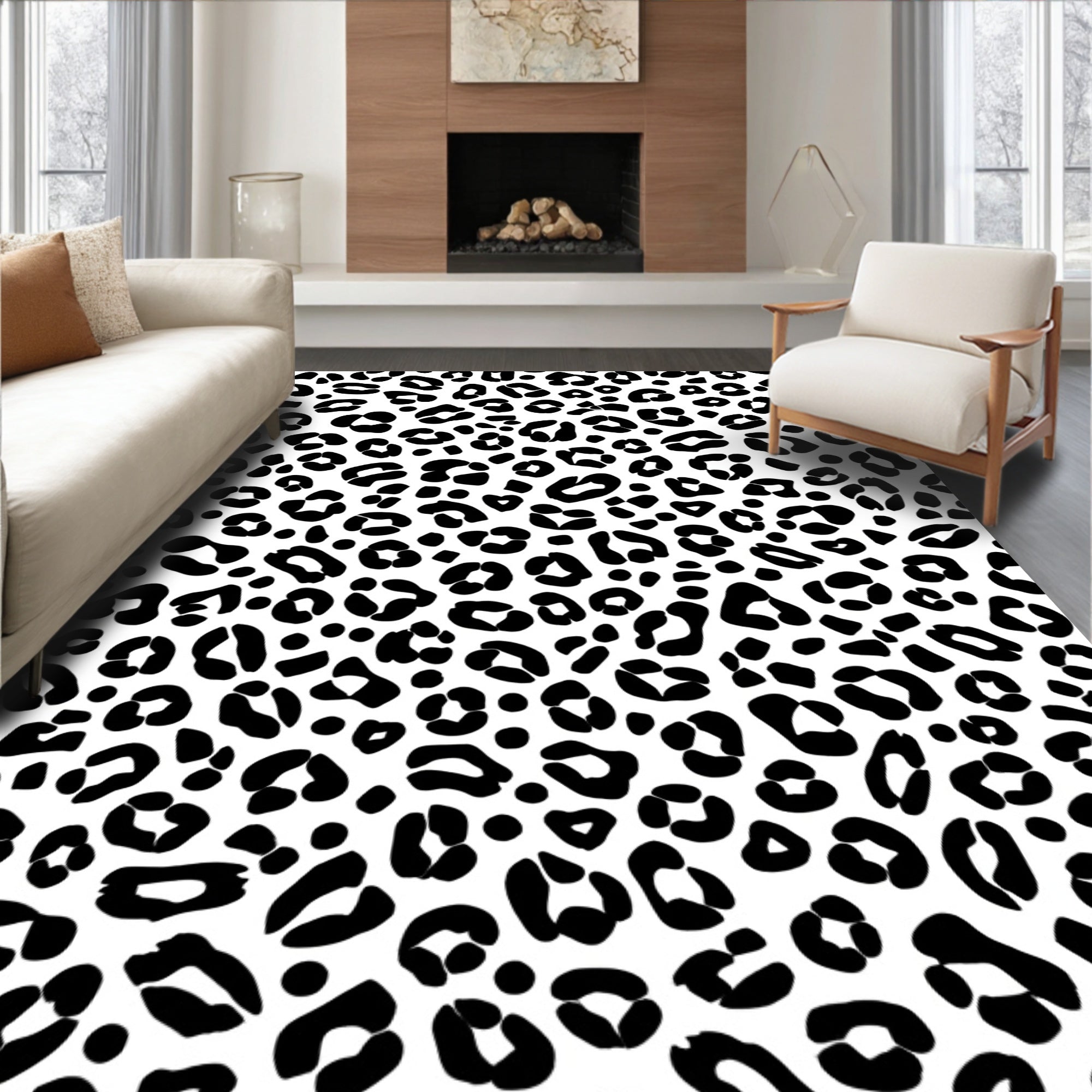 Bold Black Spot Print Pattern Rug