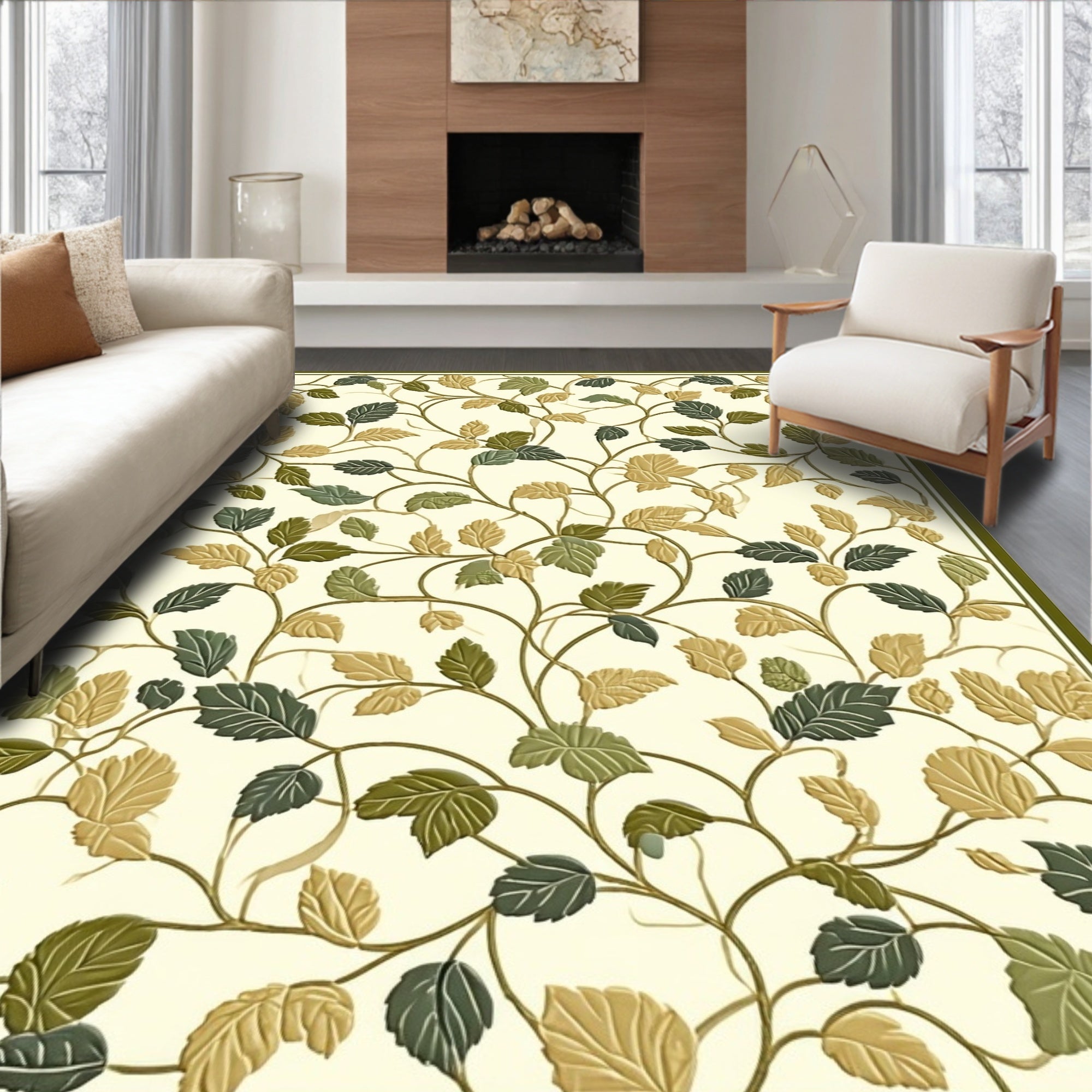 Vines and Leaf Pattern Rug