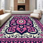 Vibrant Pink Floral Medallion Design Rug