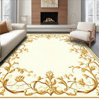 Golden Floral Vine Scroll Pattern Rug