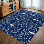 Whimsical Fish Swirling Currents Pattern Rug