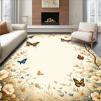 Whimsical Butterflies and Delicate Flowers Nature Rug