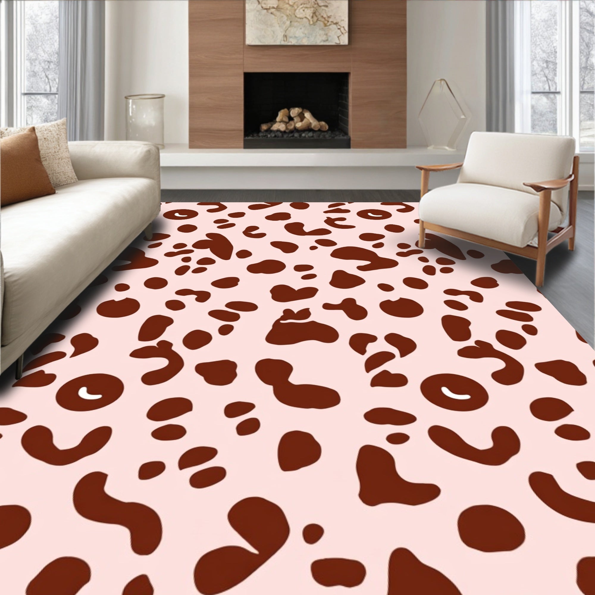 Brown Spots On Pink Background Pattern Rug