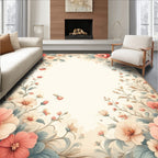 Vintage Floral Garden Botanical Print Rug