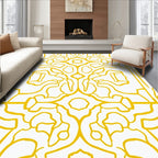 Golden Abstract Swirls Repeating Pattern Rug