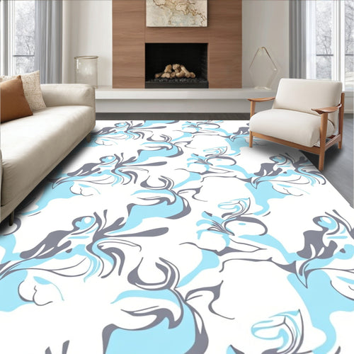 Abstract Blue Sky Swirls Pattern Rug