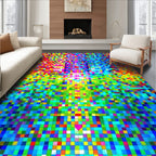 Vibrant Pixelated Psychedelic Abstract Rug