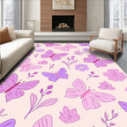 Whimsical Butterfly Floral Pattern Rug