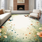 Whimsical Floral Butterflies Watercolor Rug
