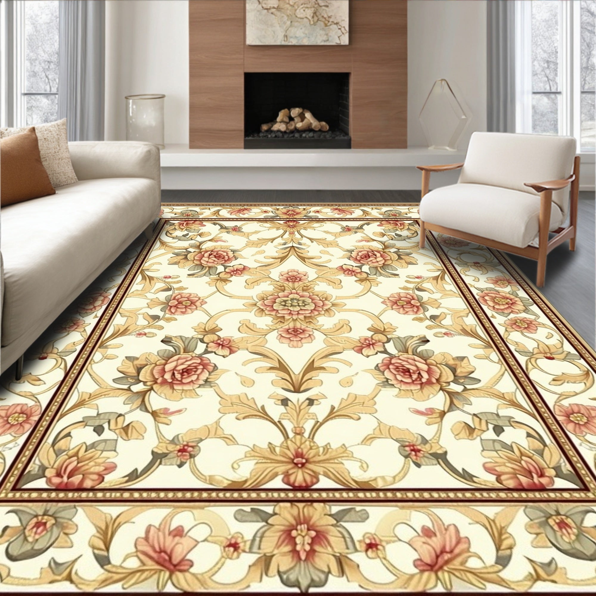 Floral Scrollwork Vintage Pattern Rug