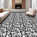 Abstract Organic Black White Pattern Rug