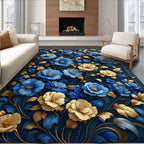 Elegant Floral Pattern with Gold Detail Rug