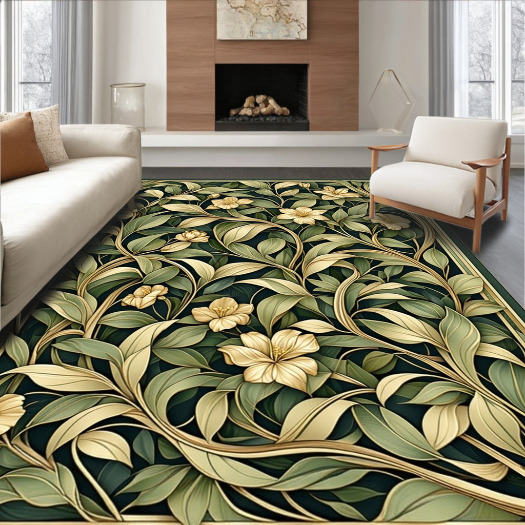Art Nouveau Floral Vine Pattern Rug