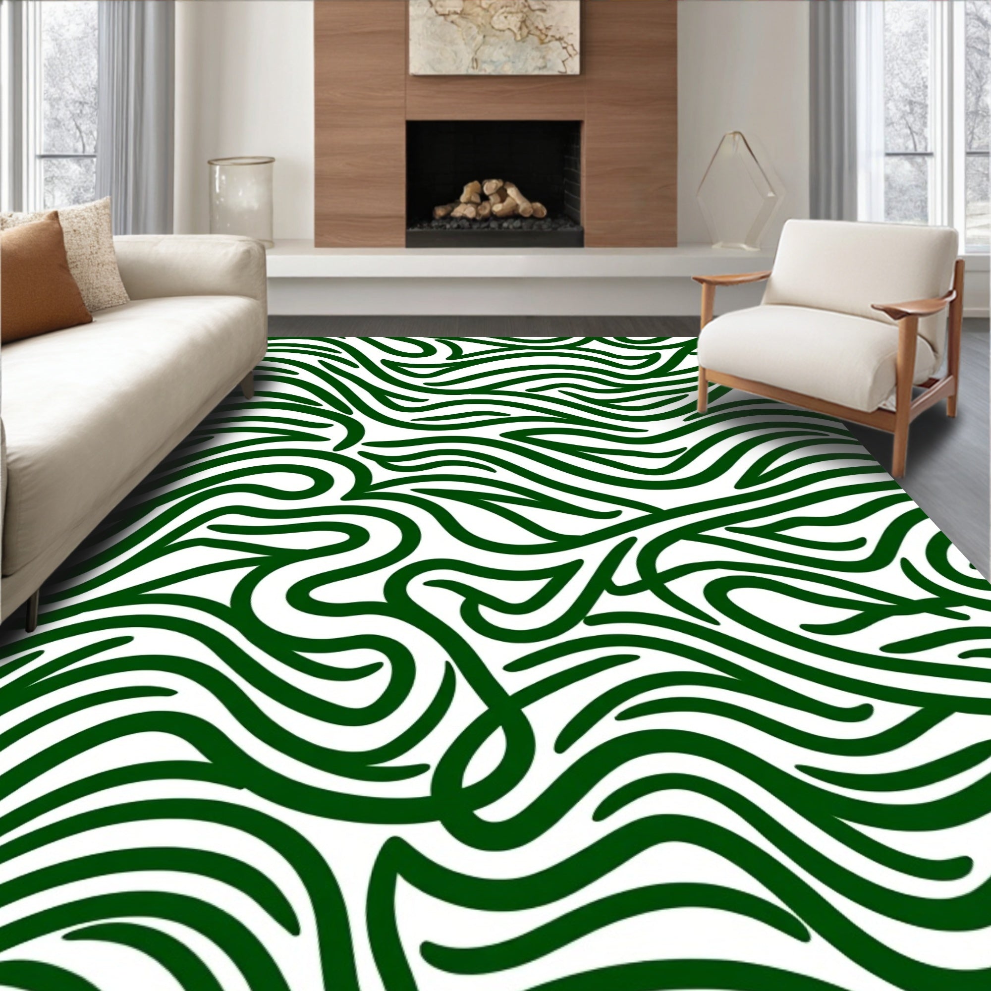Nature Inspired Wavy Pattern Rug