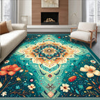 Mandala Floral Nature Inspired Round Rug