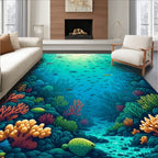 Underwater Coral Reef Life Pattern Rug