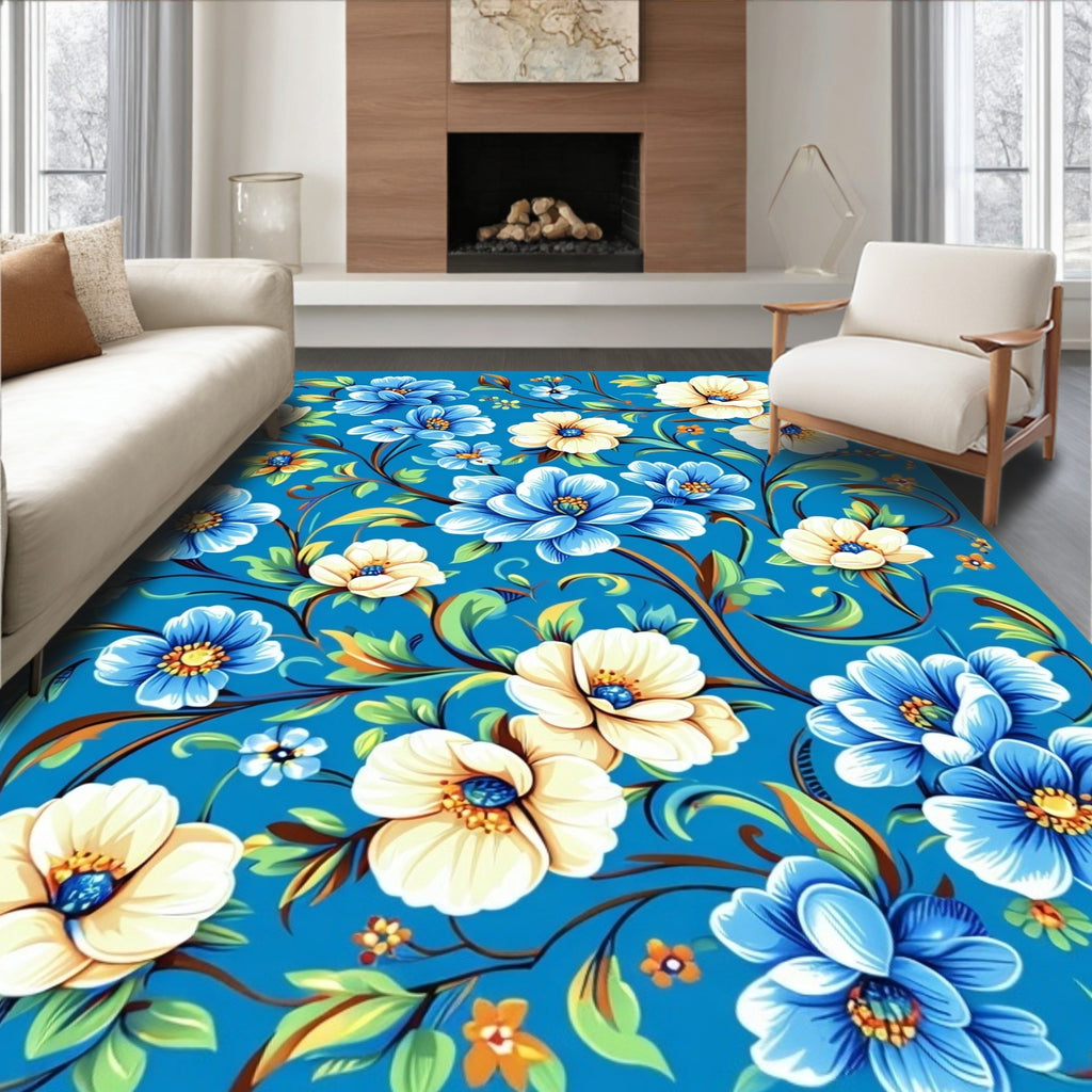 Vibrant Floral Vines Patterned Rug