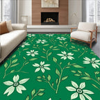 Green Floral Vines Pattern Rug