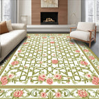 Vintage Lattice Floral Garden Rug