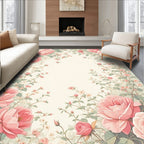 Soft Pink Floral Garden Design Rug