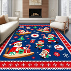 Red Blue Festive Santa Claus Christmas Rug
