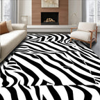 Bold Black White Stripe Pattern Rug