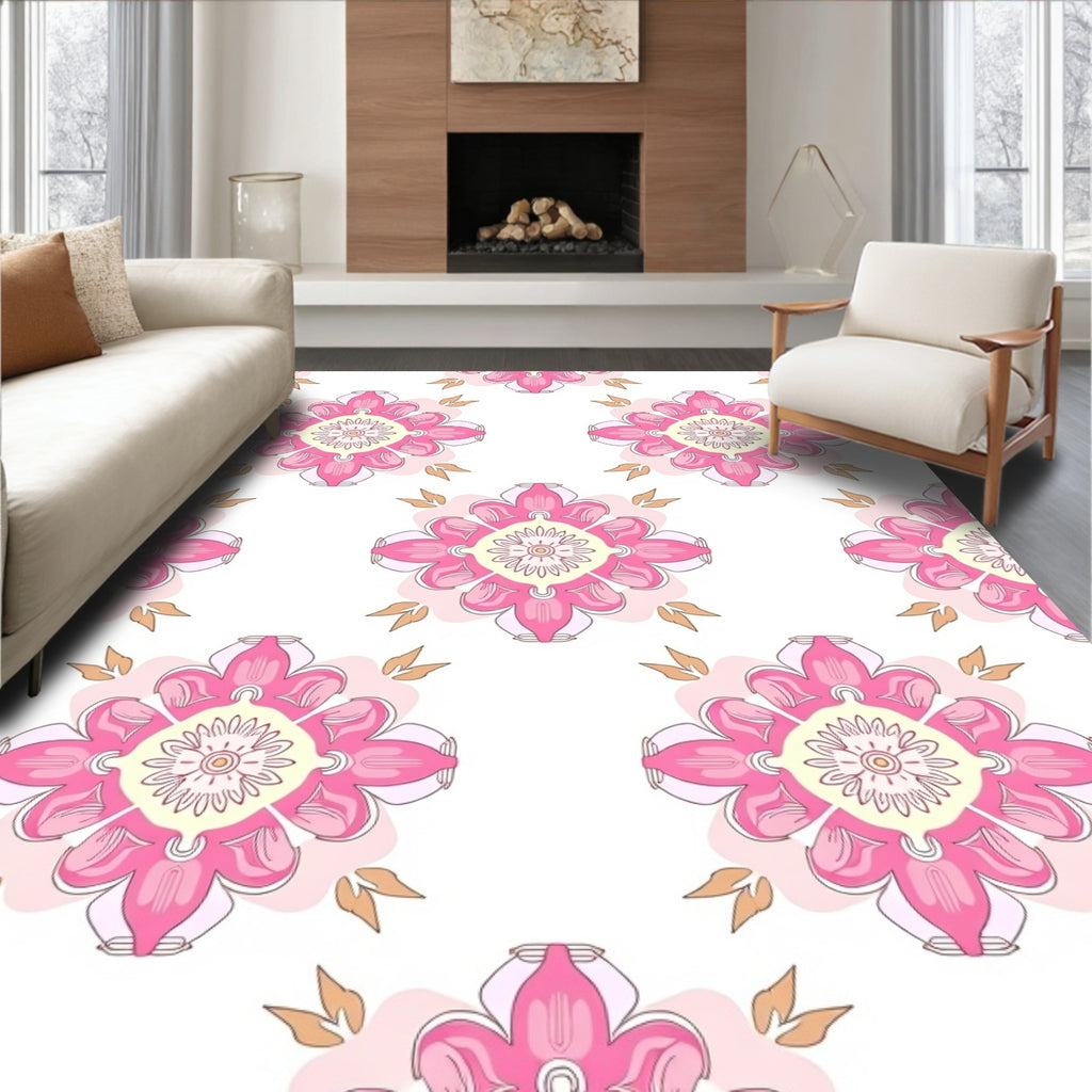 Floral Mandala Pink Pattern Design Rug