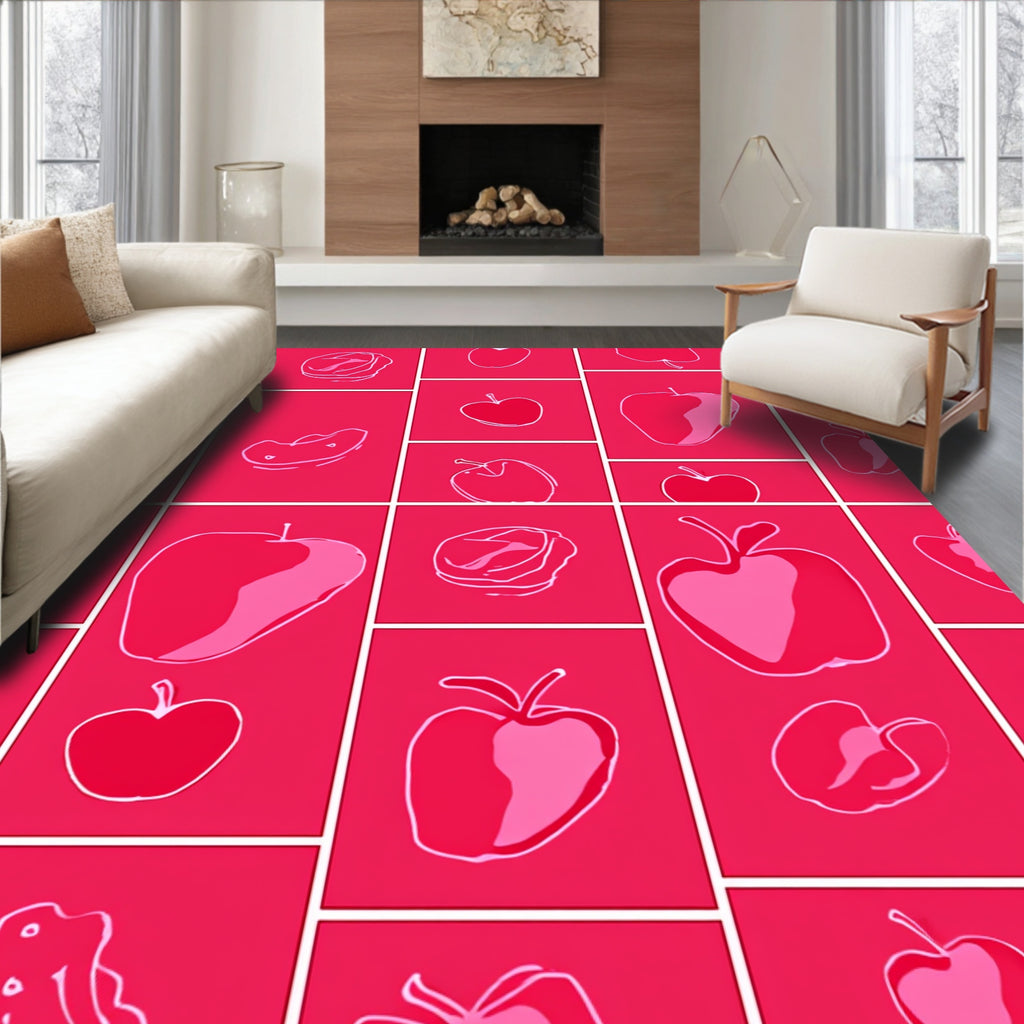 Pink Apple Sketch Pattern Rug