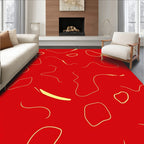 Whimsical Red Yellow Abstract Lines Rug