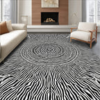 Abstract Black White Concentric Pattern Rug