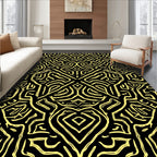 Abstract Yellow Line Art Pattern Rug