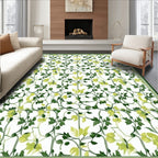 Lush Green Leaf Vine Pattern Rug