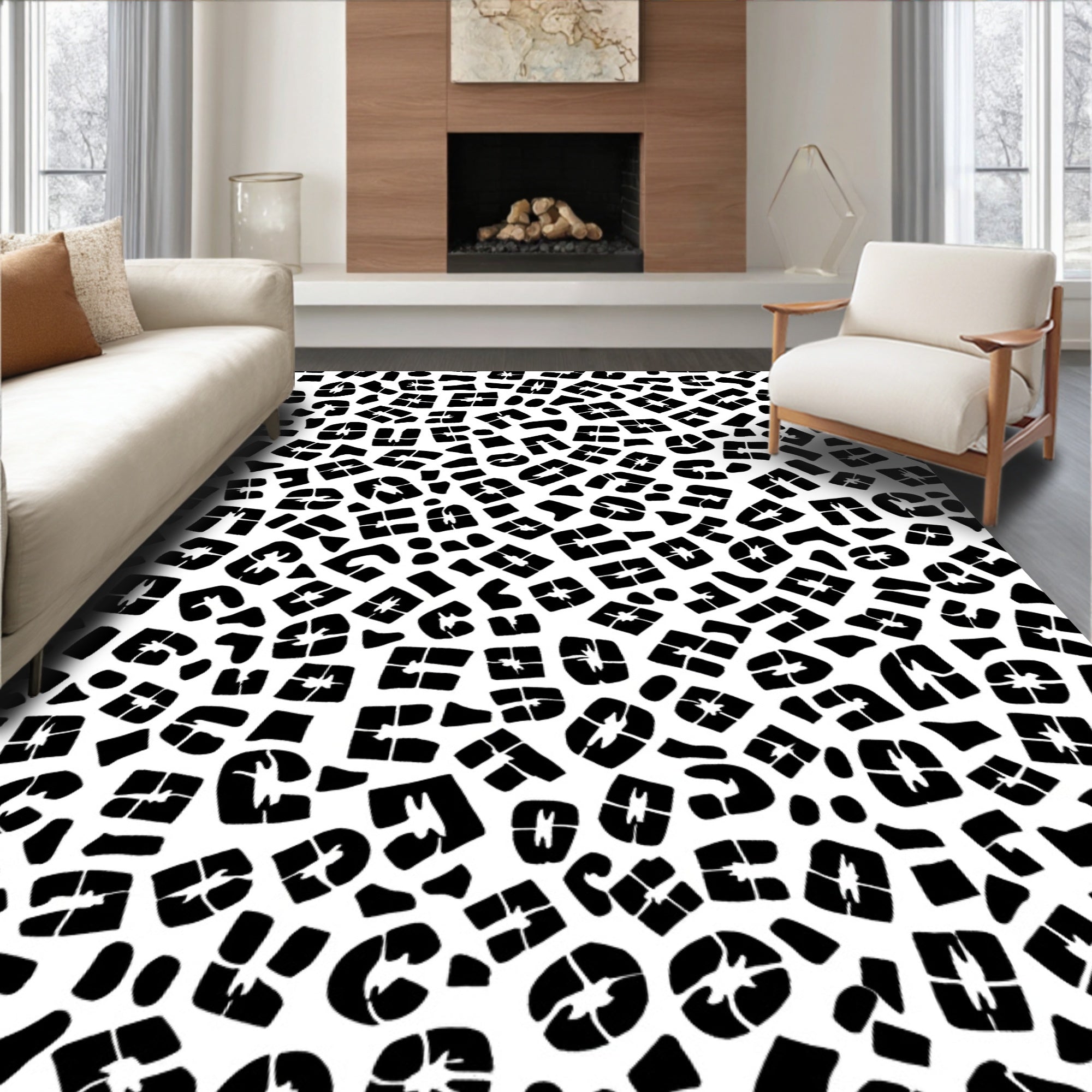 Monochromatic Abstract Animalistic Spots Rug