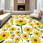 Vibrant Yellow Sunflower Pattern Rug