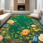 Elegant Floral Vine Frame Rug