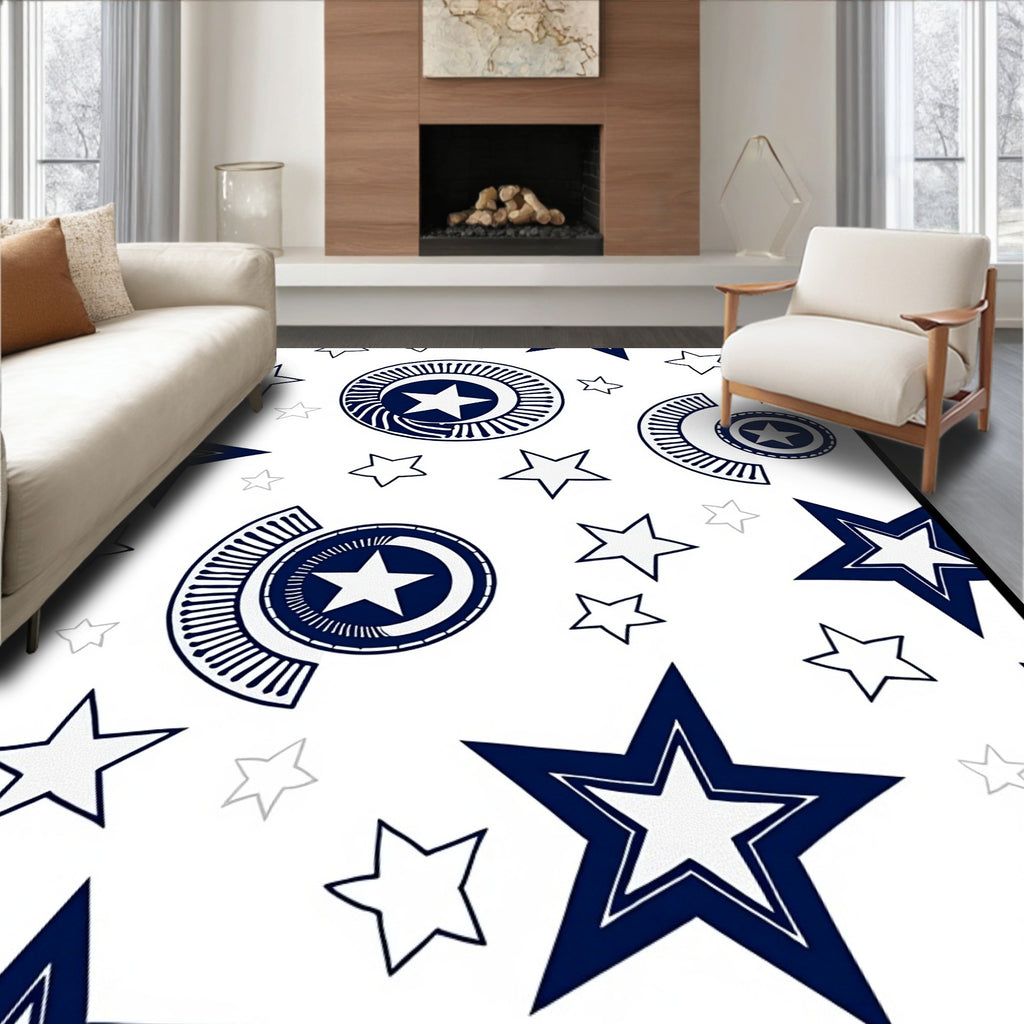 Navy White Starburst Emblem Rug